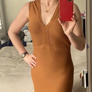 Icône from Simons tan fitted dress